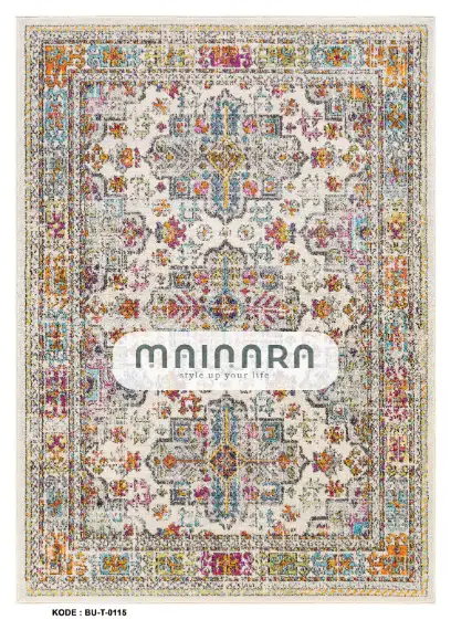 Karpet Tradisional (BU-T-0115) - Blue,Grey,Orange,Pink