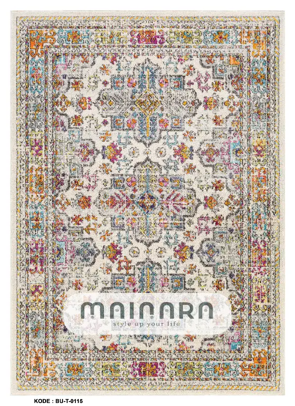 Karpet Tradisional (BU-T-0115) - Blue,Grey,Orange,Pink
