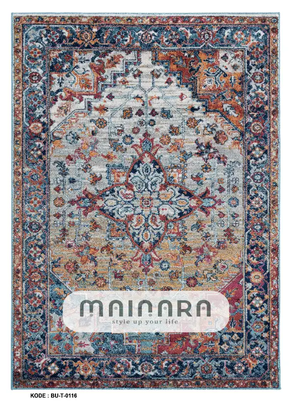 Karpet Tradisional (BU-T-0116) - Blue,Brown,Orange,Red