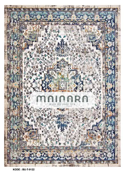 Karpet Tradisional (BU-T-0122) - Blue,Cream,Grey