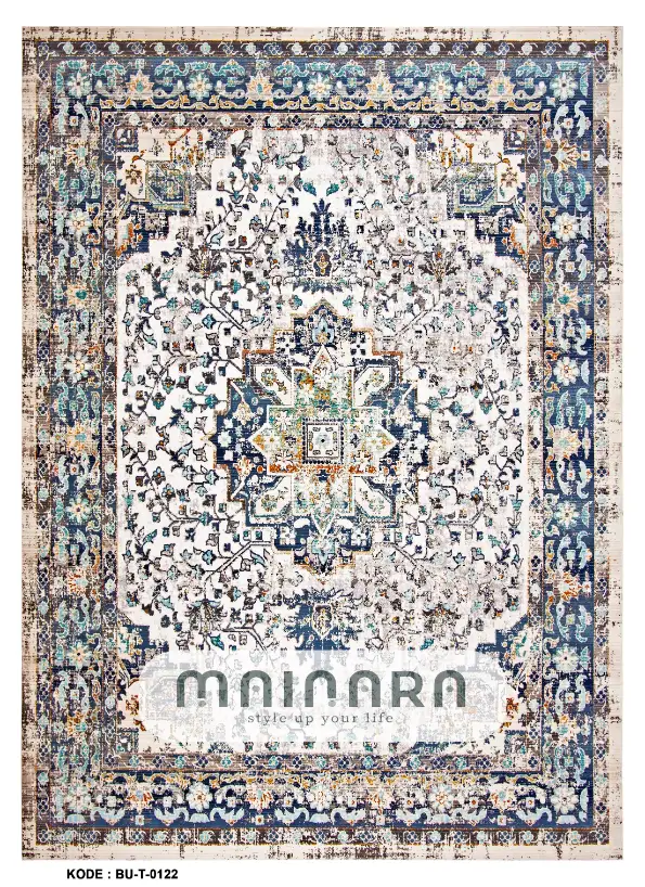 Karpet Tradisional (BU-T-0122) - Blue,Cream,Grey