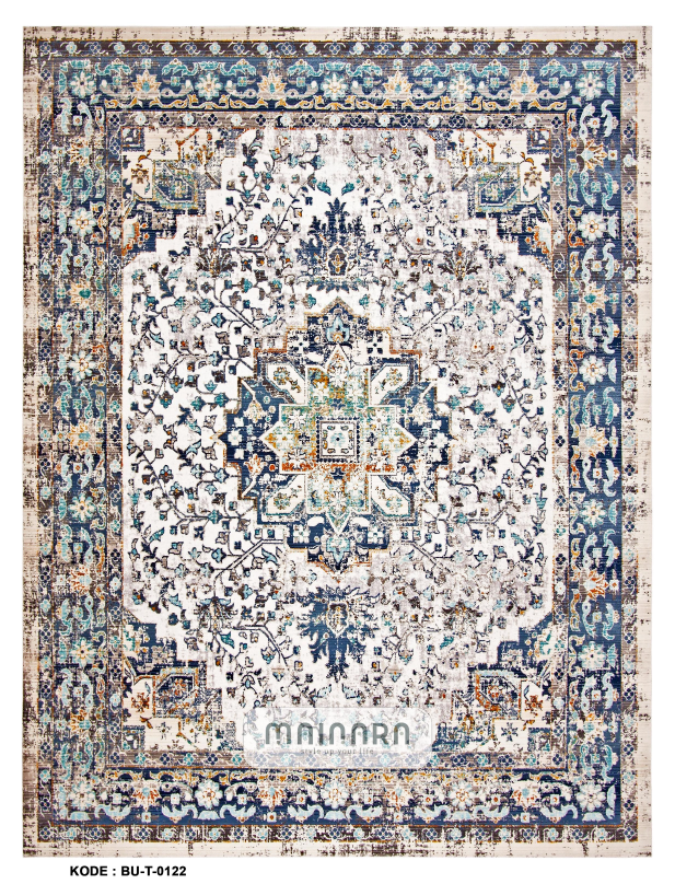 Karpet Tradisional (BU-T-0122) - Blue,Cream,Grey