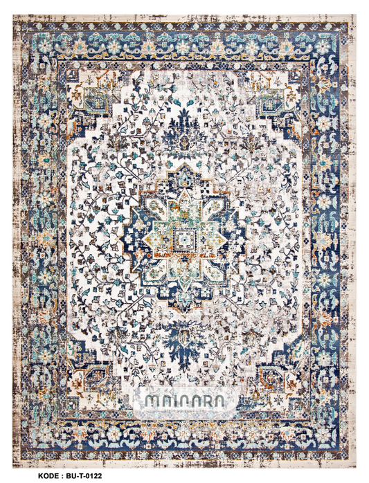 Karpet Tradisional (BU-T-0122) - Blue,Cream,Grey