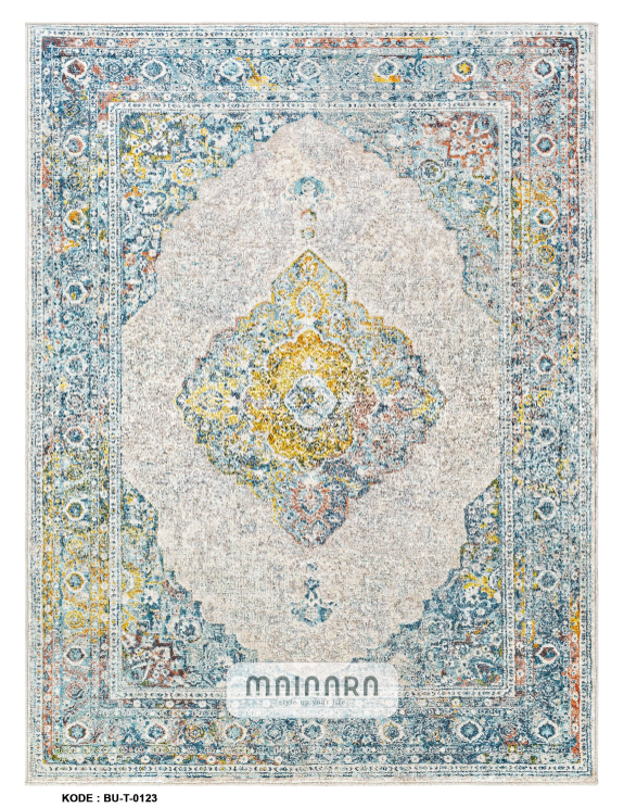 Karpet Tradisional (BU-T-0123) - Blue,Yellow,Grey