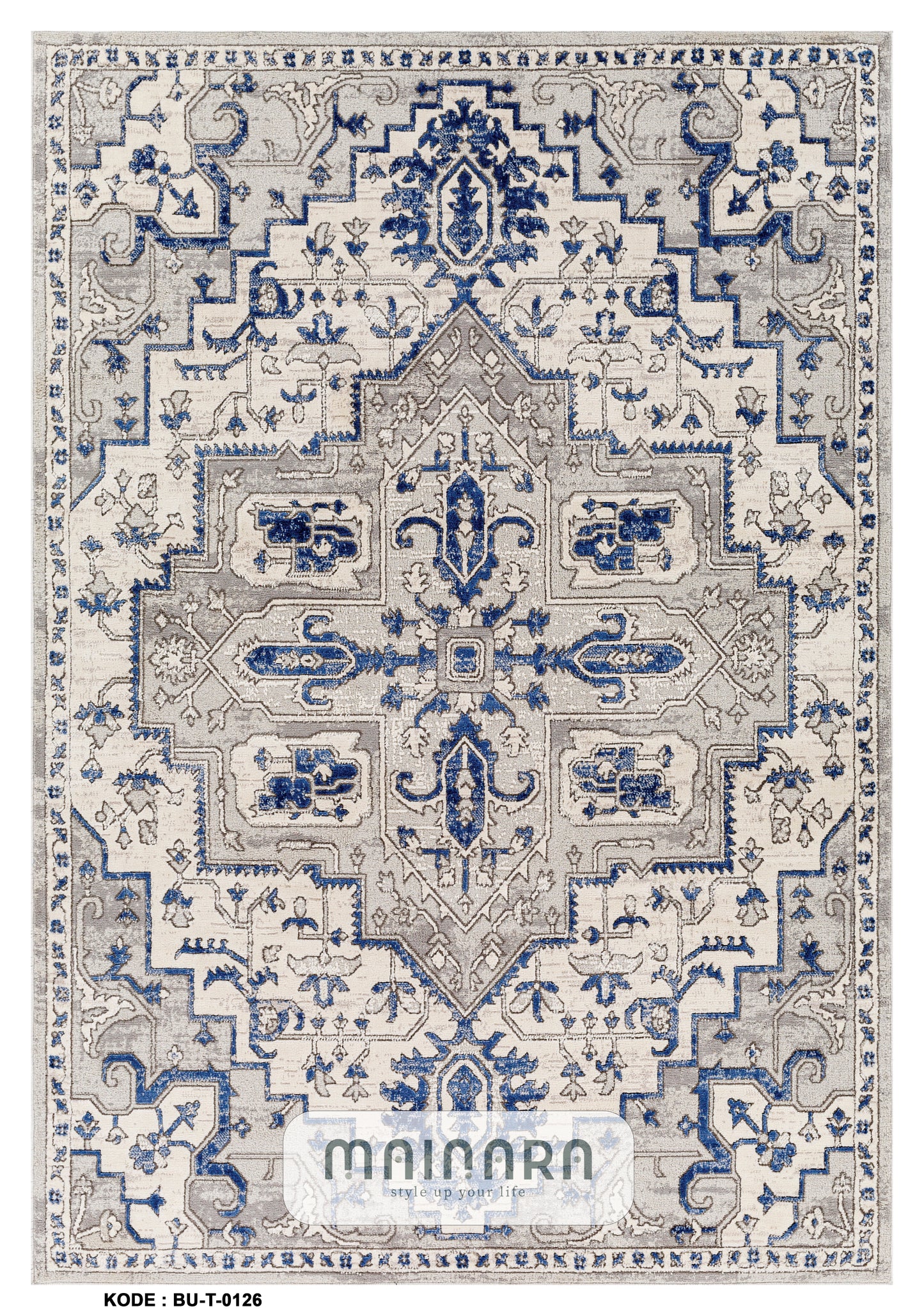 Karpet Tradisional (BU-T-0126) - Blue,Grey
