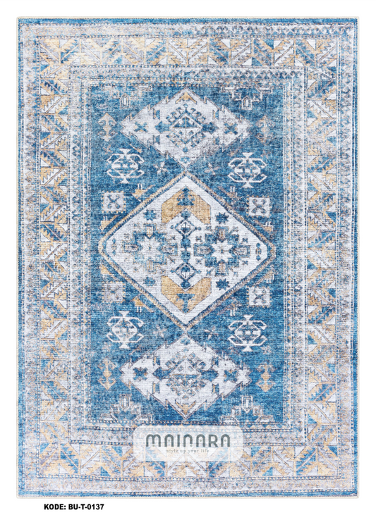 Karpet Tradisional (BU-T-0137) - Blue,Cream,Grey