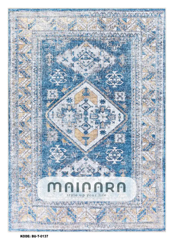 Karpet Tradisional (BU-T-0137) - Blue,Cream,Grey