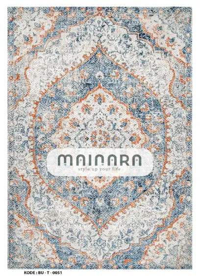 Karpet Tradisional (BU-T-0140) - Blue,Grey,Orange