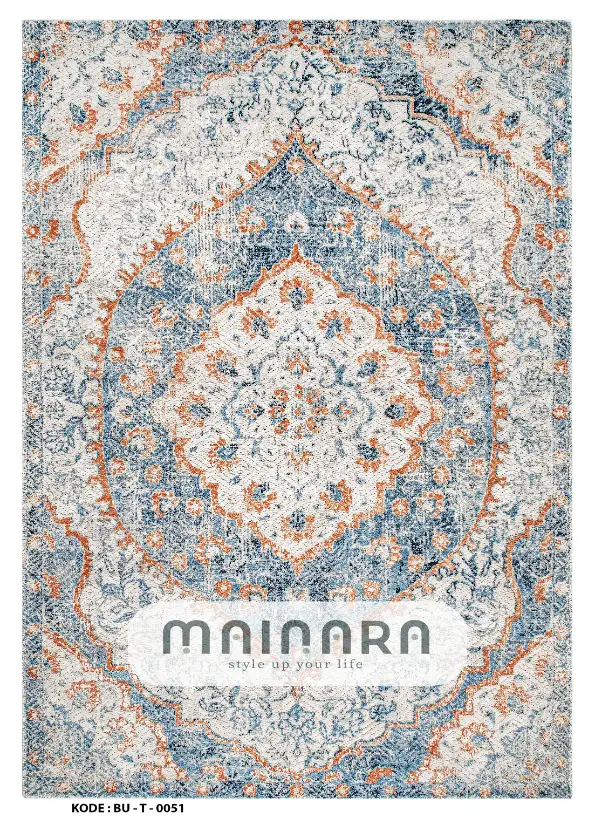 Karpet Tradisional (BU-T-0140) - Blue,Grey,Orange