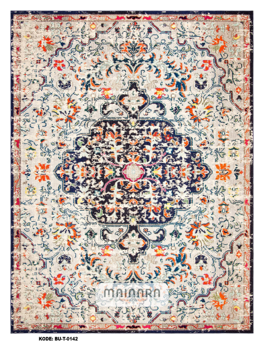 Karpet Tradisional (BU-T-0142) - Blue,Orange,Navy