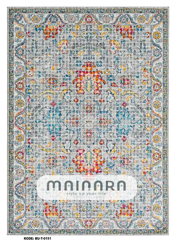 Karpet Tradisional (BU-T-0151) - Blue,Grey,Orange