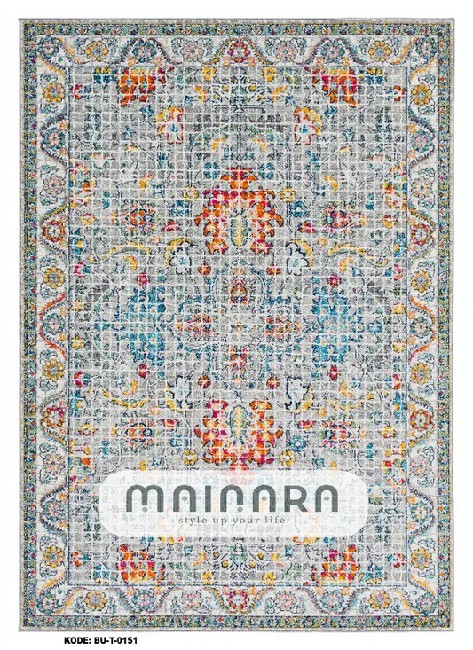 Karpet Tradisional (BU-T-0151) - Blue,Grey,Orange