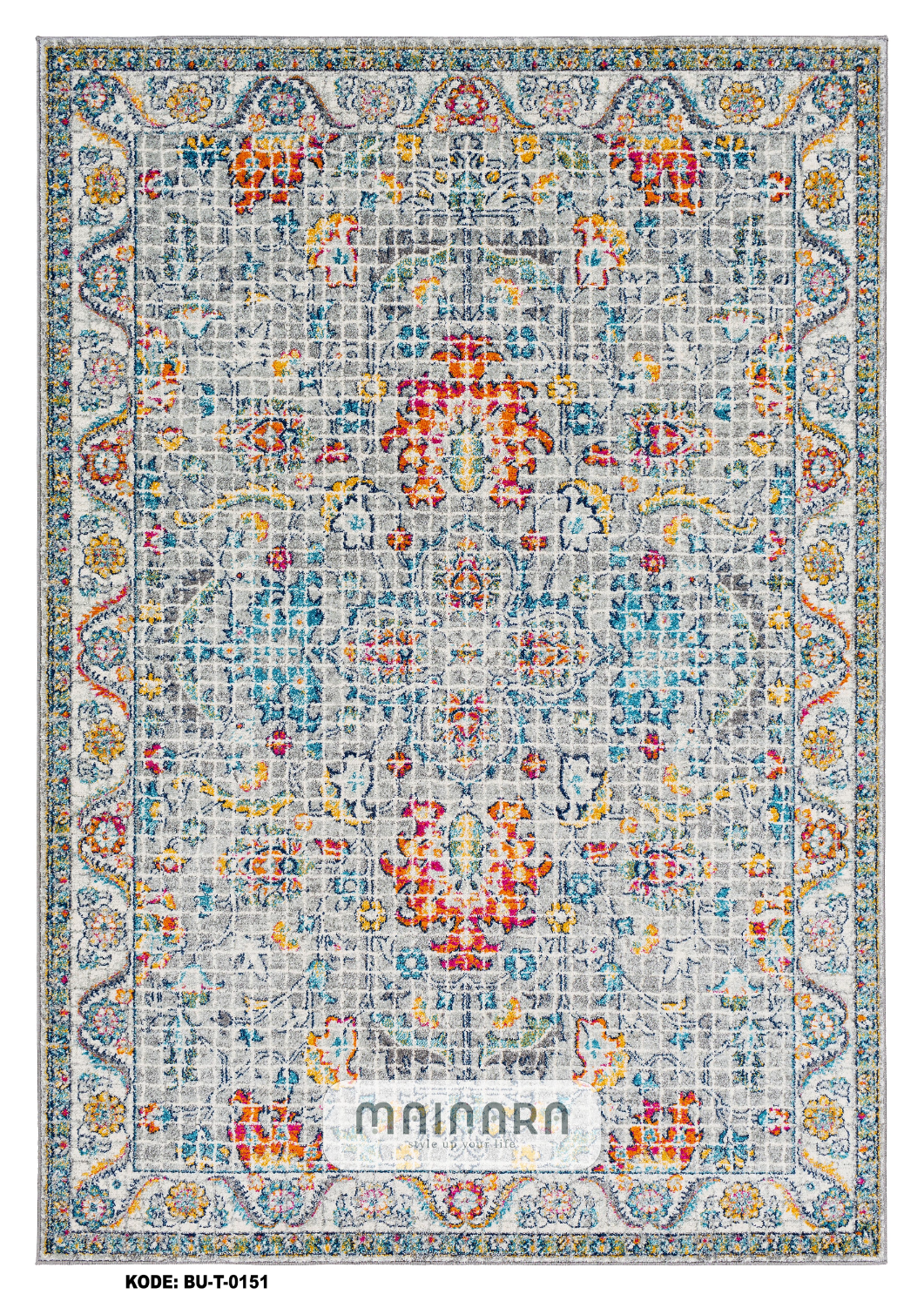 Karpet Tradisional (BU-T-0151) - Blue,Grey,Orange