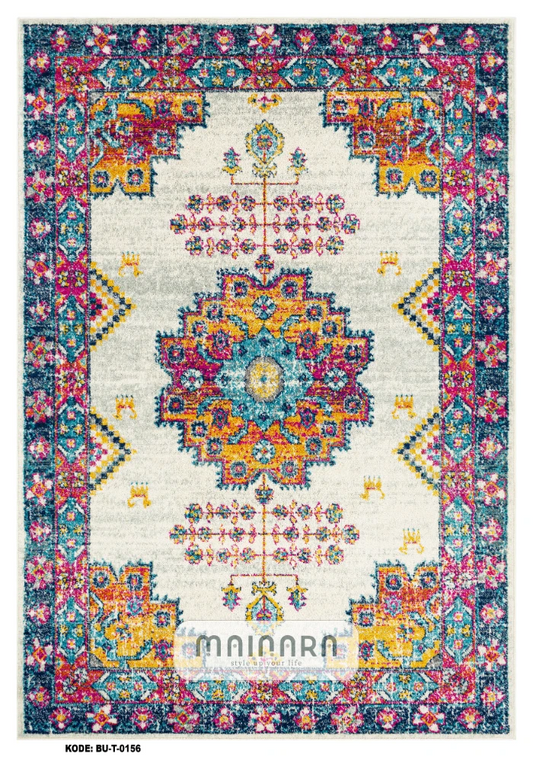 Karpet Tradisional (BU-T-0156) - Blue,Pink,Yellow