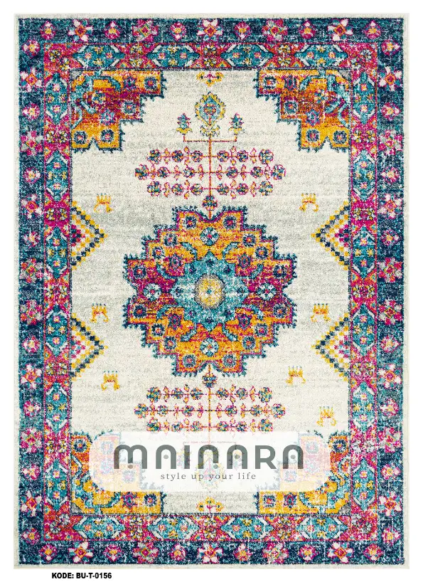Karpet Tradisional (BU-T-0156) - Blue,Pink,Yellow