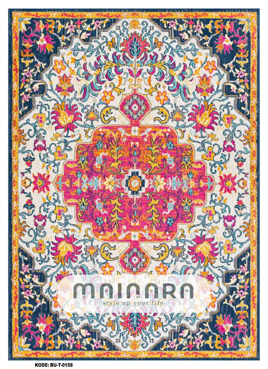 Karpet Tradisional (BU-T-0158) - Blue,Pink,Orange,navy