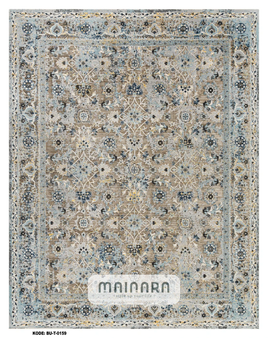 Karpet Tradisional (BU-T-0159) - Blue,Cream,Grey