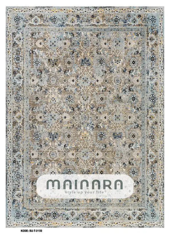 Karpet Tradisional (BU-T-0159) - Blue,Cream,Grey