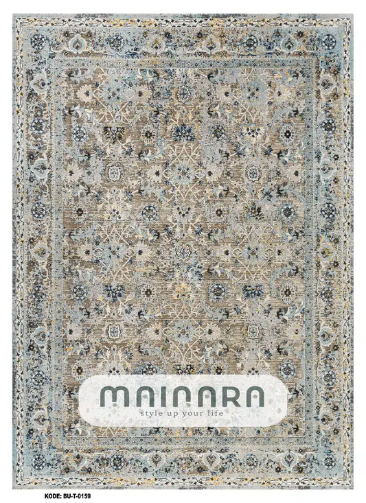 Karpet Tradisional (BU-T-0159) - Blue,Cream,Grey