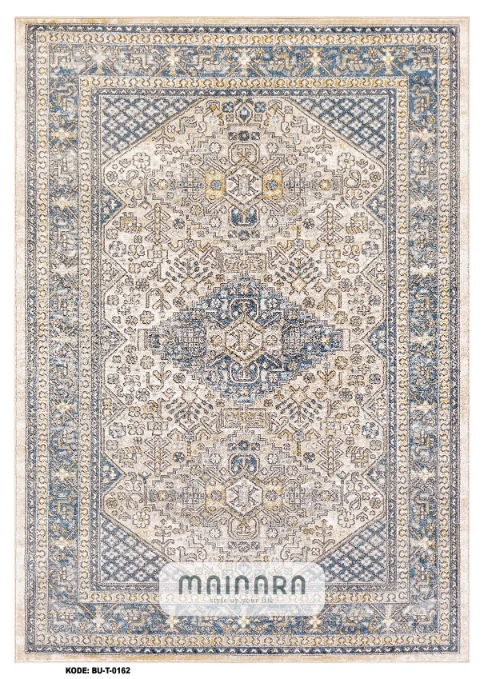 Karpet Tradisional (BU-T-0162) - Blue,Cream,Grey