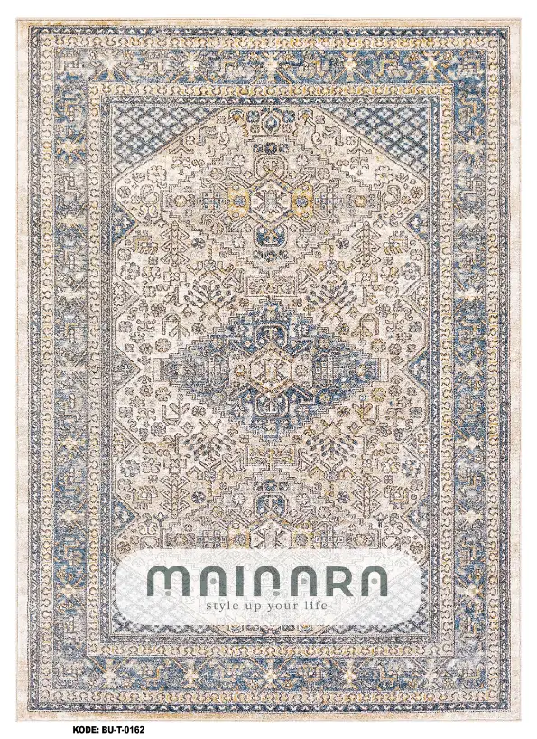 Karpet Tradisional (BU-T-0162) - Blue,Cream,Grey