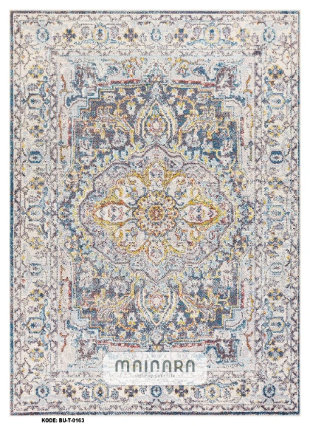 Karpet Tradisional (BU-T-0163) - Blue,Cream,Grey