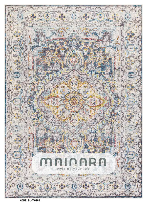 Karpet Tradisional (BU-T-0163) - Blue,Cream,Grey