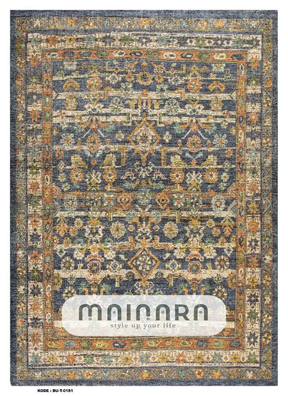 Karpet Tradisional (BU-T-0181) - Blue,Navy,Grey,Gold