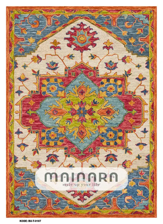 Karpet Tradisional (BU-T-0187) - Blue,Red,Orange