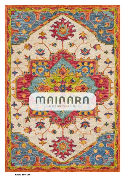 Karpet Tradisional (BU-T-0187) - Blue,Red,Orange