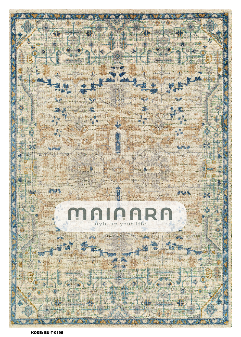 Karpet Tradisional (BU-T-0195) - Blue, Creme