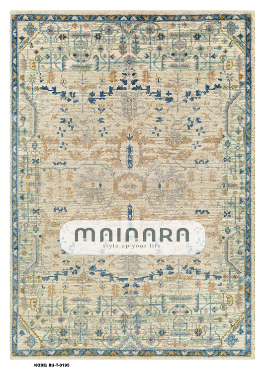 Karpet Tradisional (BU-T-0195) - Blue, Creme