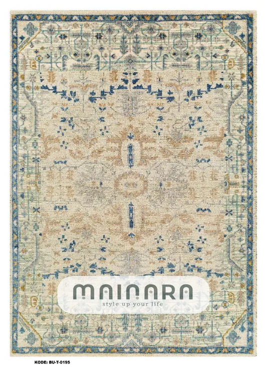 Karpet Tradisional (BU-T-0195) - Blue, Creme