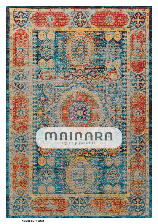 Karpet Tradisional (BU-T-0202) - Blue, Orange