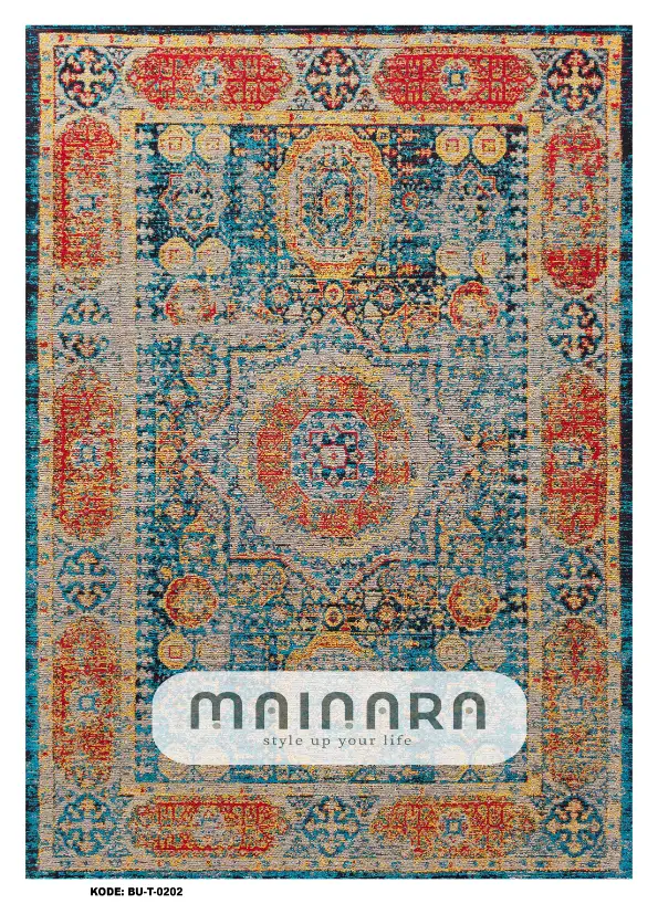 Karpet Tradisional (BU-T-0202) - Blue, Orange