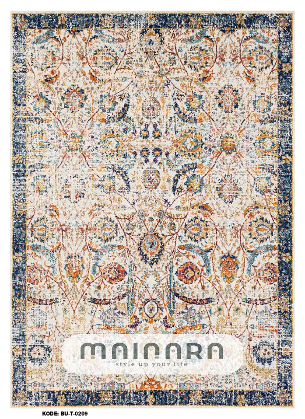 Karpet Tradisional (BU-T-0209) - Blue, Navy, Cream