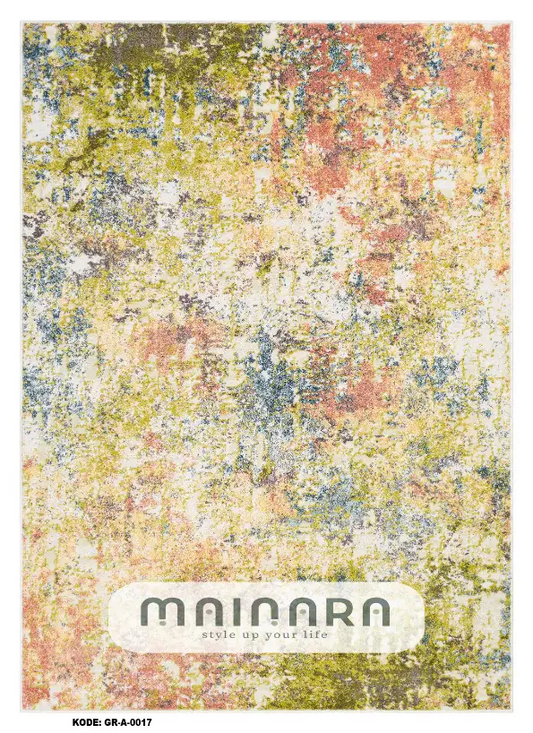 Karpet Abstrak (GR-A-0017) - Green, Peach, Blue