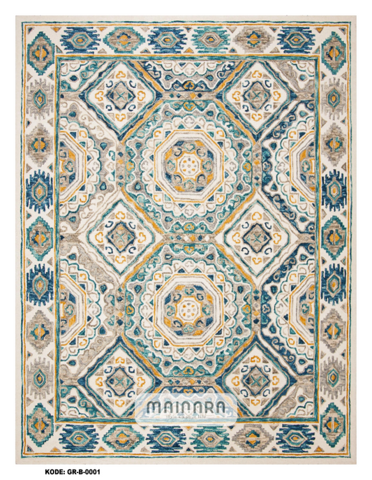 Karpet Bohemian (GR-B-0001) - Green,Tosca,Cream,Yellow