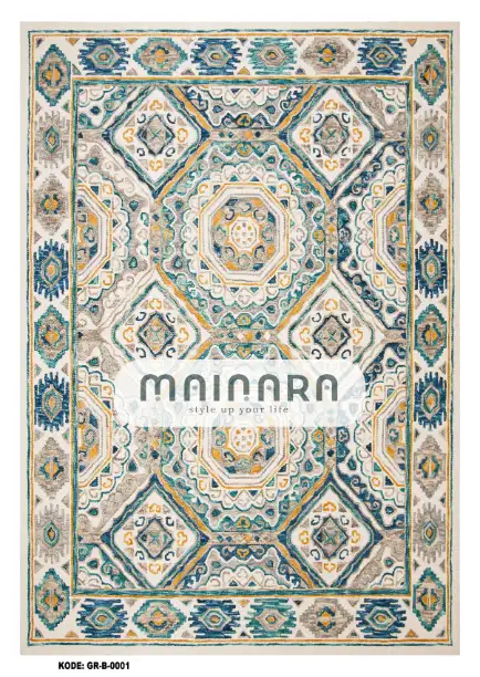 Karpet Bohemian (GR-B-0001) - Green,Tosca,Cream,Yellow