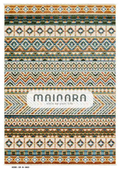 Karpet Bohemian (GR-B-0003) - Green,Orange,Yellow,Blue,Cream