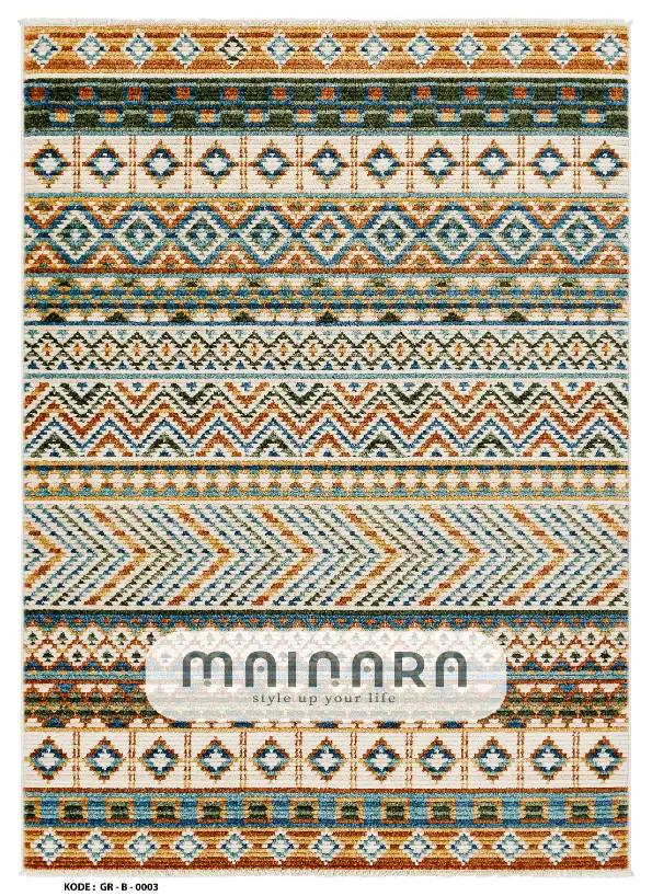 Karpet Bohemian (GR-B-0003) - Green,Orange,Yellow,Blue,Cream