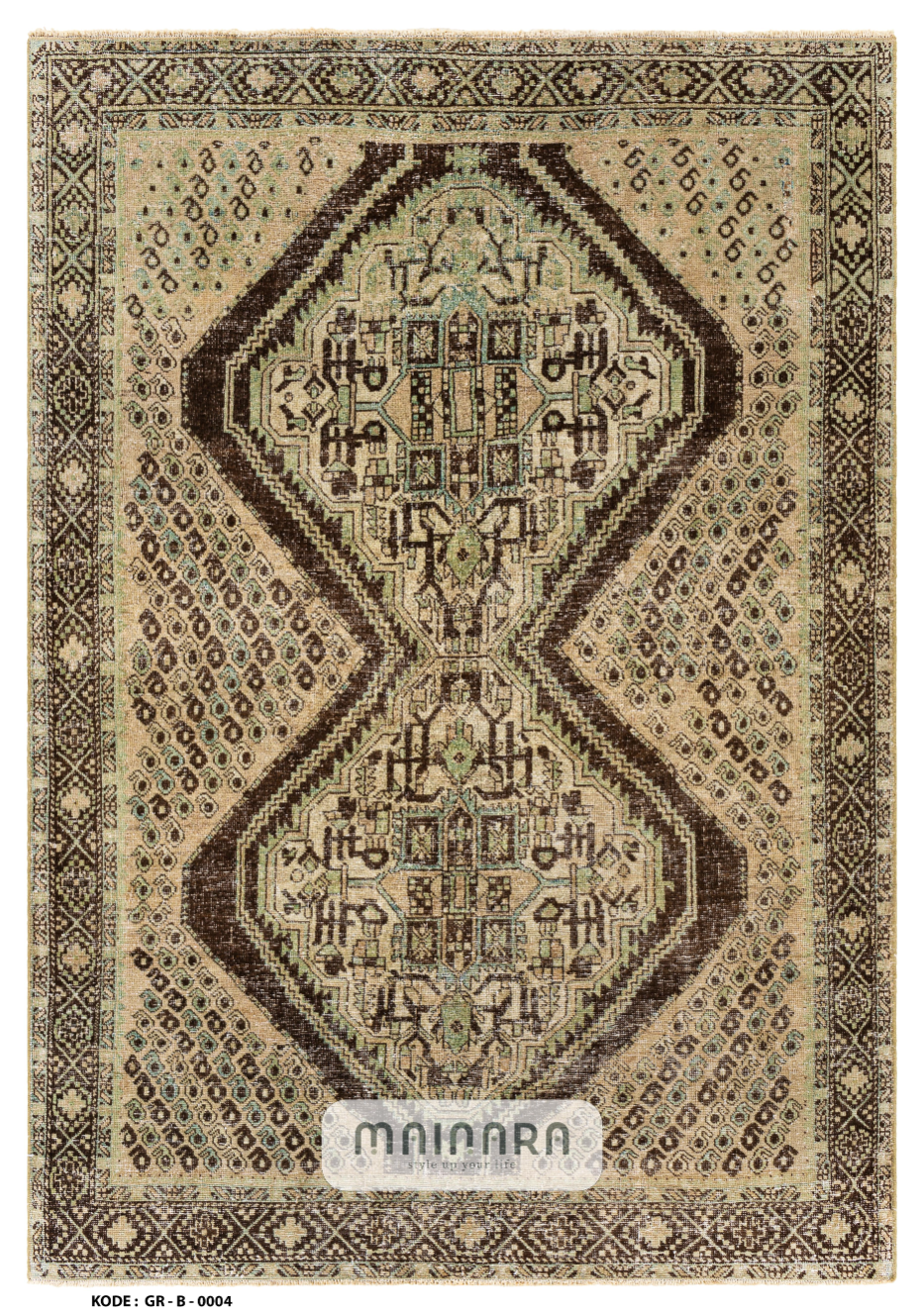 Karpet Bohemian (GR-B-0004) - Green,Brown