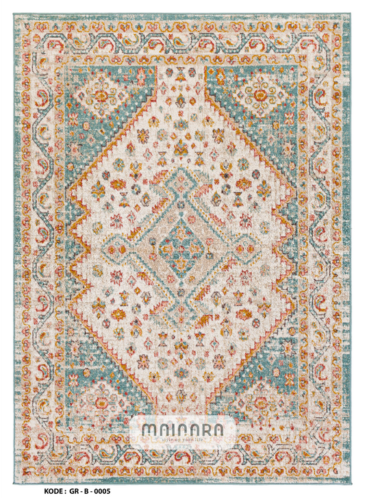 Karpet Bohemian (GR-B-0005) - Green,Cream,Orange