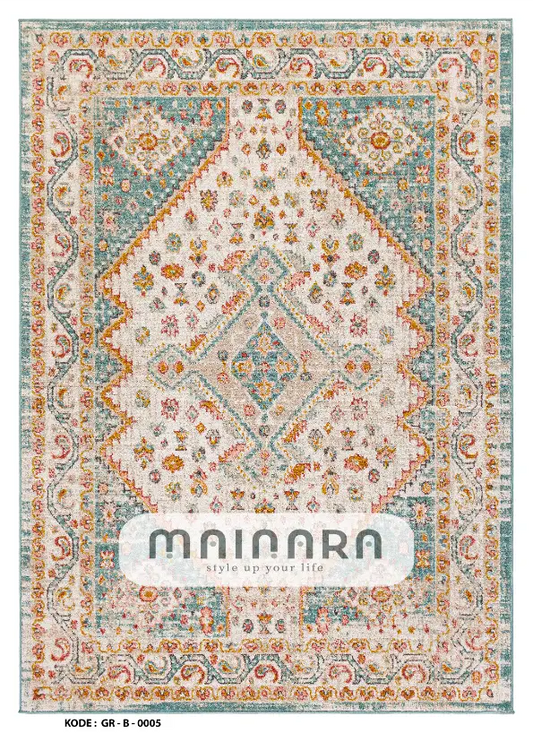 Karpet Bohemian (GR-B-0005) - Green,Cream,Orange