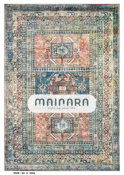 Karpet Bohemian (GR-B-0006) - Green,Pink