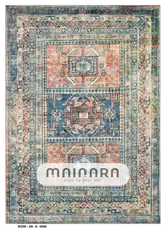 Karpet Bohemian (GR-B-0006) - Green,Pink