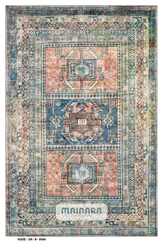 Karpet Bohemian (GR-B-0006) - Green,Pink