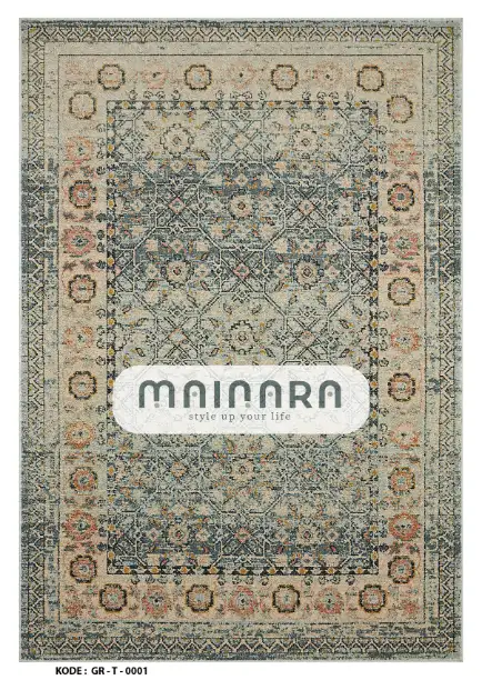 Karpet Tradisional (GR-T-0001) - Green,Cream