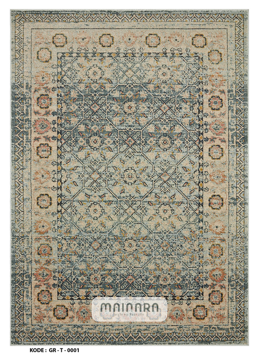Karpet Tradisional (GR-T-0001) - Green,Cream
