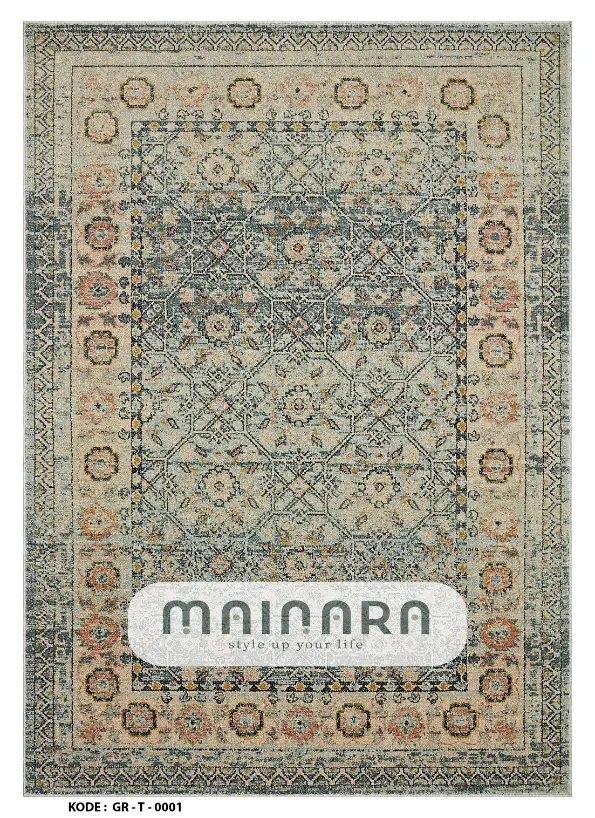 Karpet Tradisional (GR-T-0001) - Green,Cream